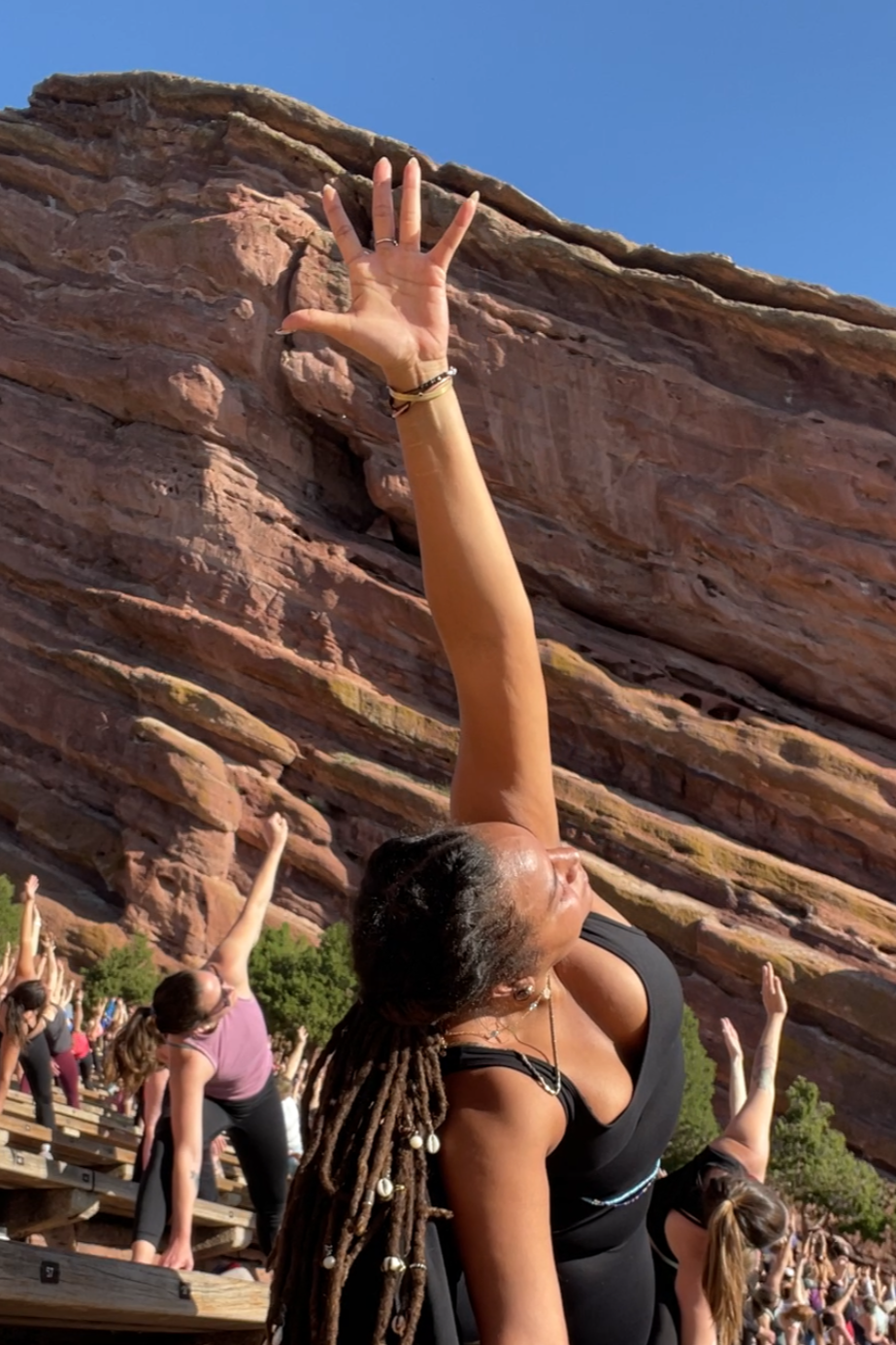 Outdoor group yoga session for mission-driven organizations in Las Vegas – trauma-informed wellness program by ALIGN Agency