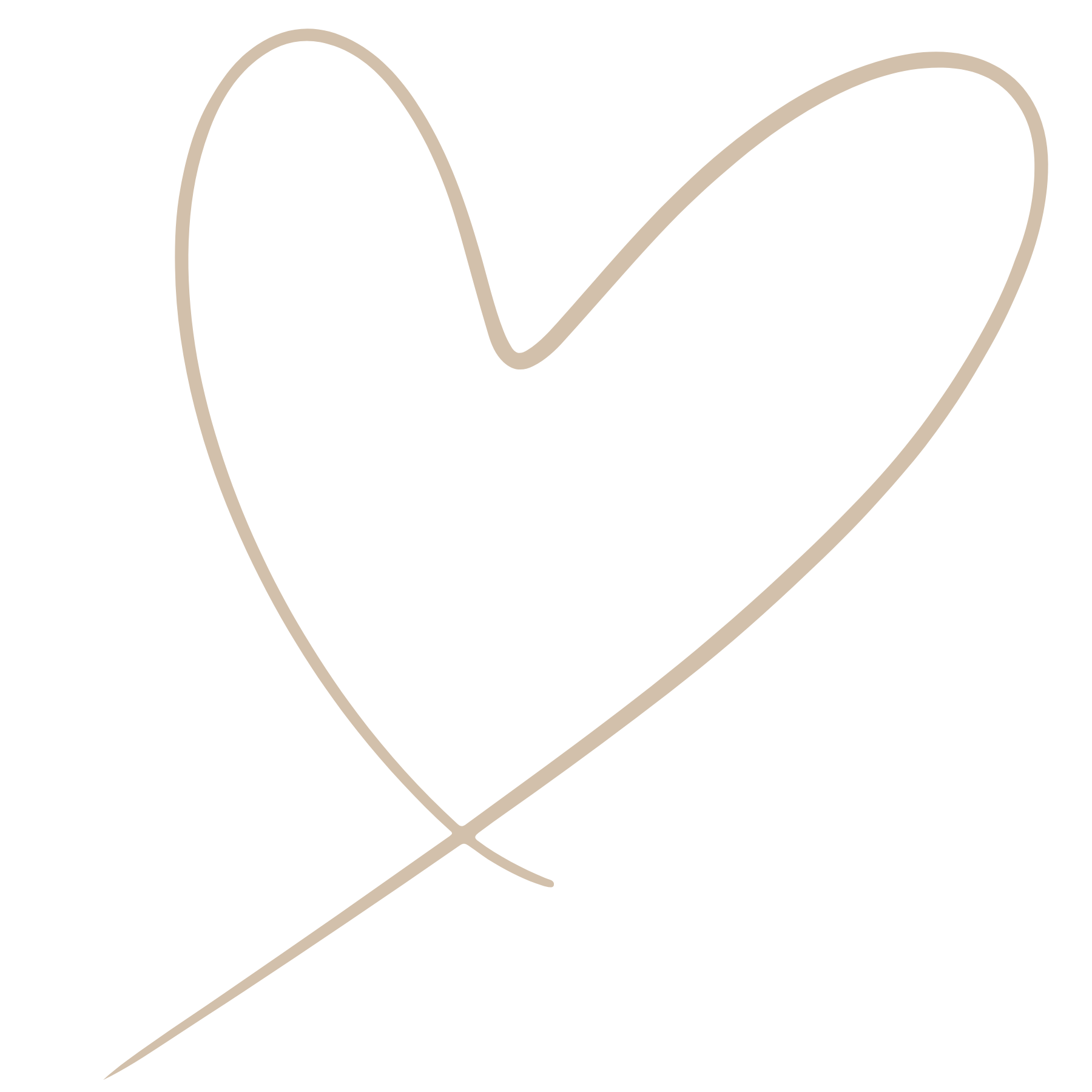 A minimalist line drawing of a heart on a black background.