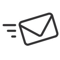 black outline of a letter with speed lines behind it