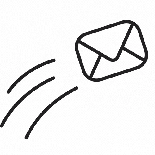 animation of a letter with speed lines behind it bobbing gently up and down