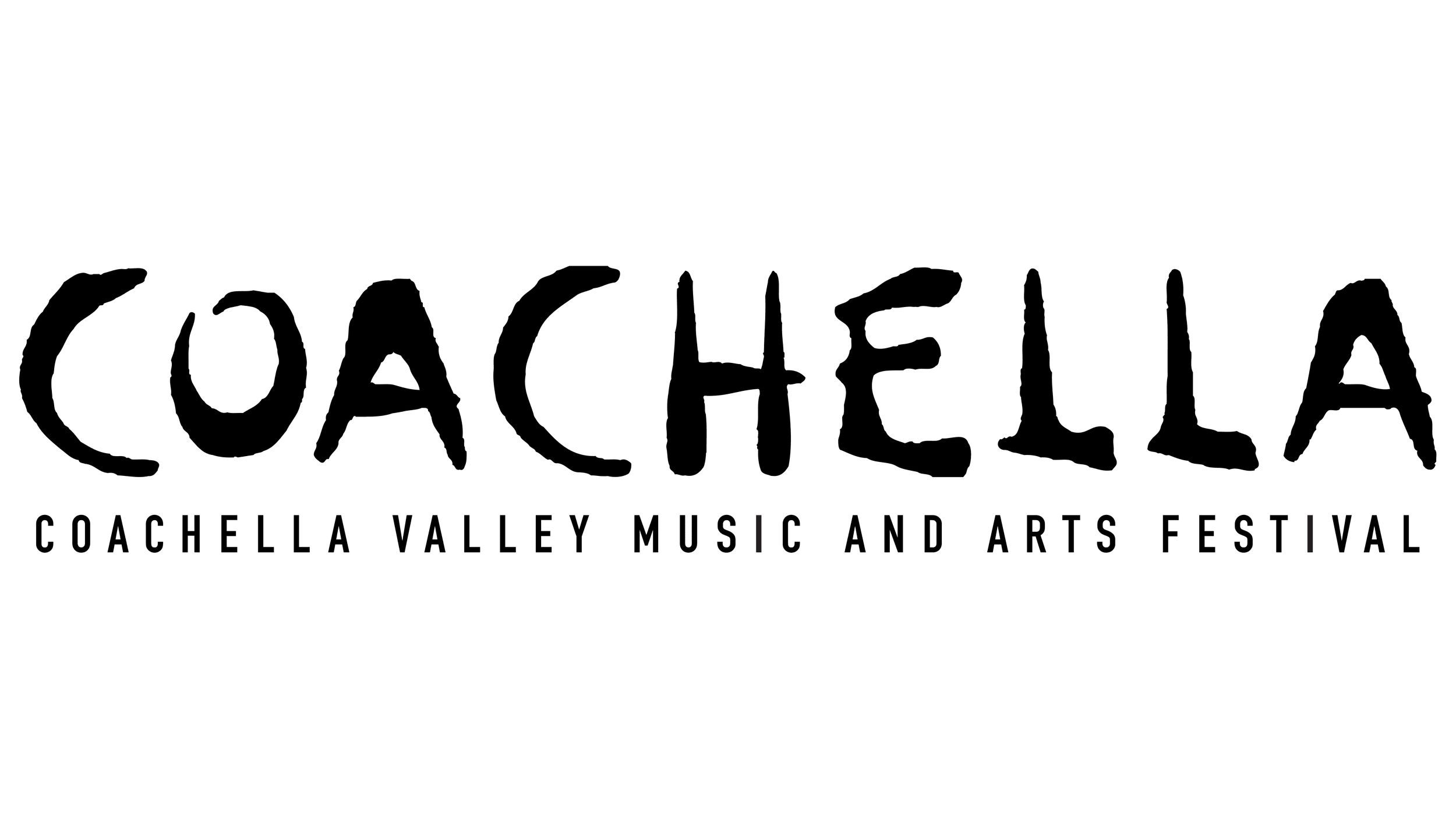 Coachella Valley Music and Arts Festival logo with stylized text "Coachella" and smaller text "Coachella Valley Music and Arts Festival" below.