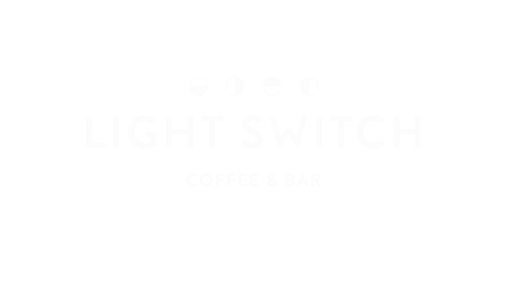 Logo for Lightswitch Coffee & Bar, featuring four minimalist circle icons representing light switches and the text 'LIGHT SWITCH' with 'COFFEE & BAR' underneath.