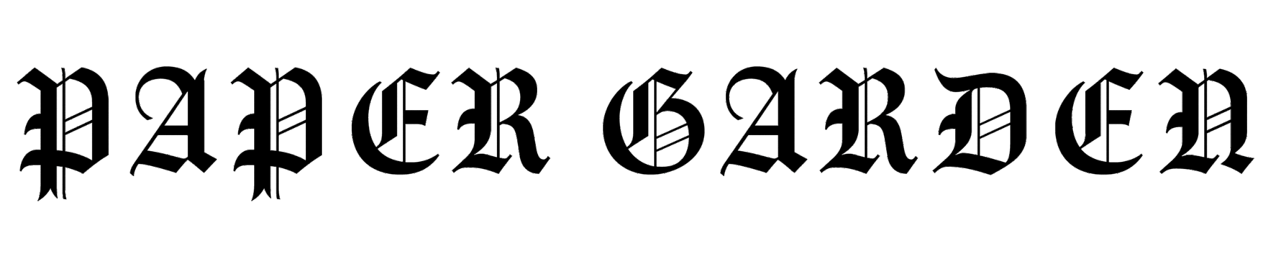 The word 'PAPER GANG' in black Old English Gothic font on a white background.