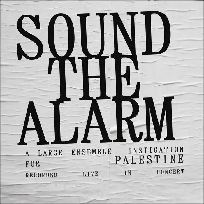 Album cover with black text on a white poster background
