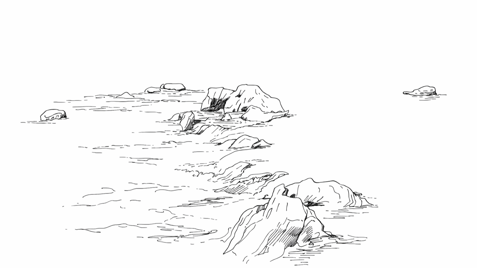 Decorative sketch of a creek