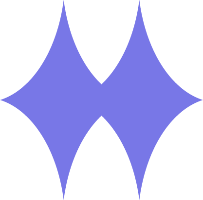 A digital illustration of two purple stars with rounded points, facing each other against a black background.