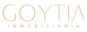 Goytia Inmobiliaria logo with name in beige text on black background