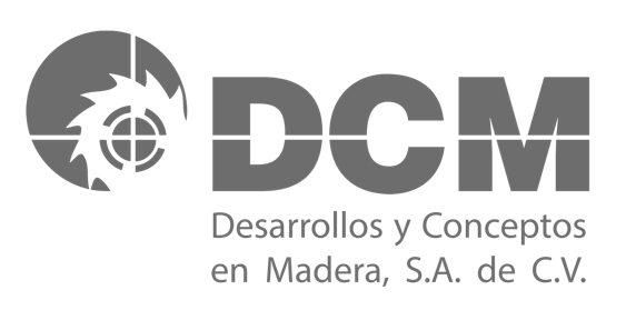 Logo for DCM with a circular graphic and the text "Desarrollos y Conceptos en Madera, S.A. de C.V."