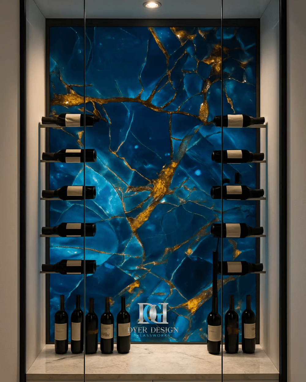 Custom illuminated glass wall panels