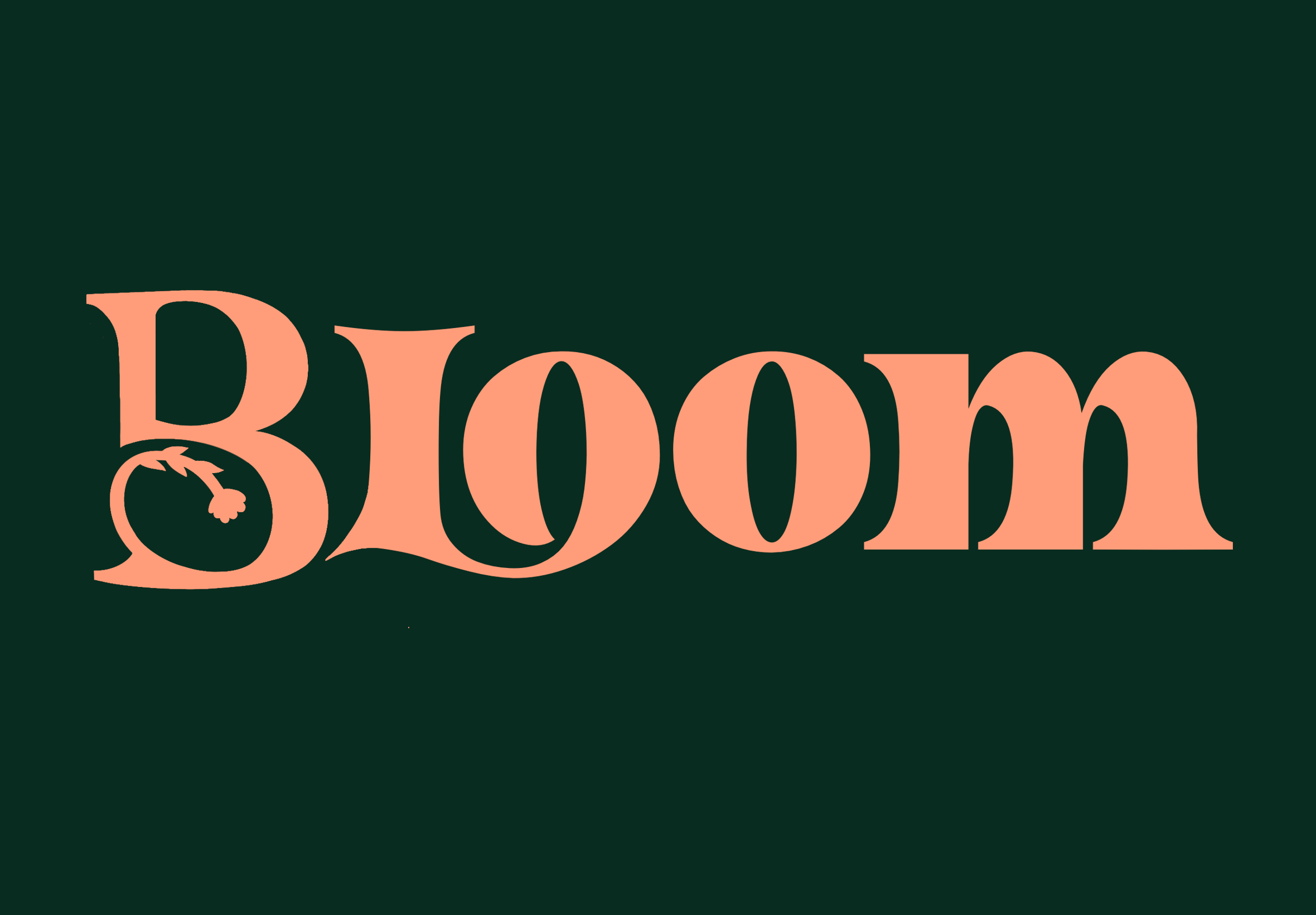 Bloom Box logo with large, pink text reading 'Bloom' on a dark green background, with a small bomb illustration inside the letter 'B'.