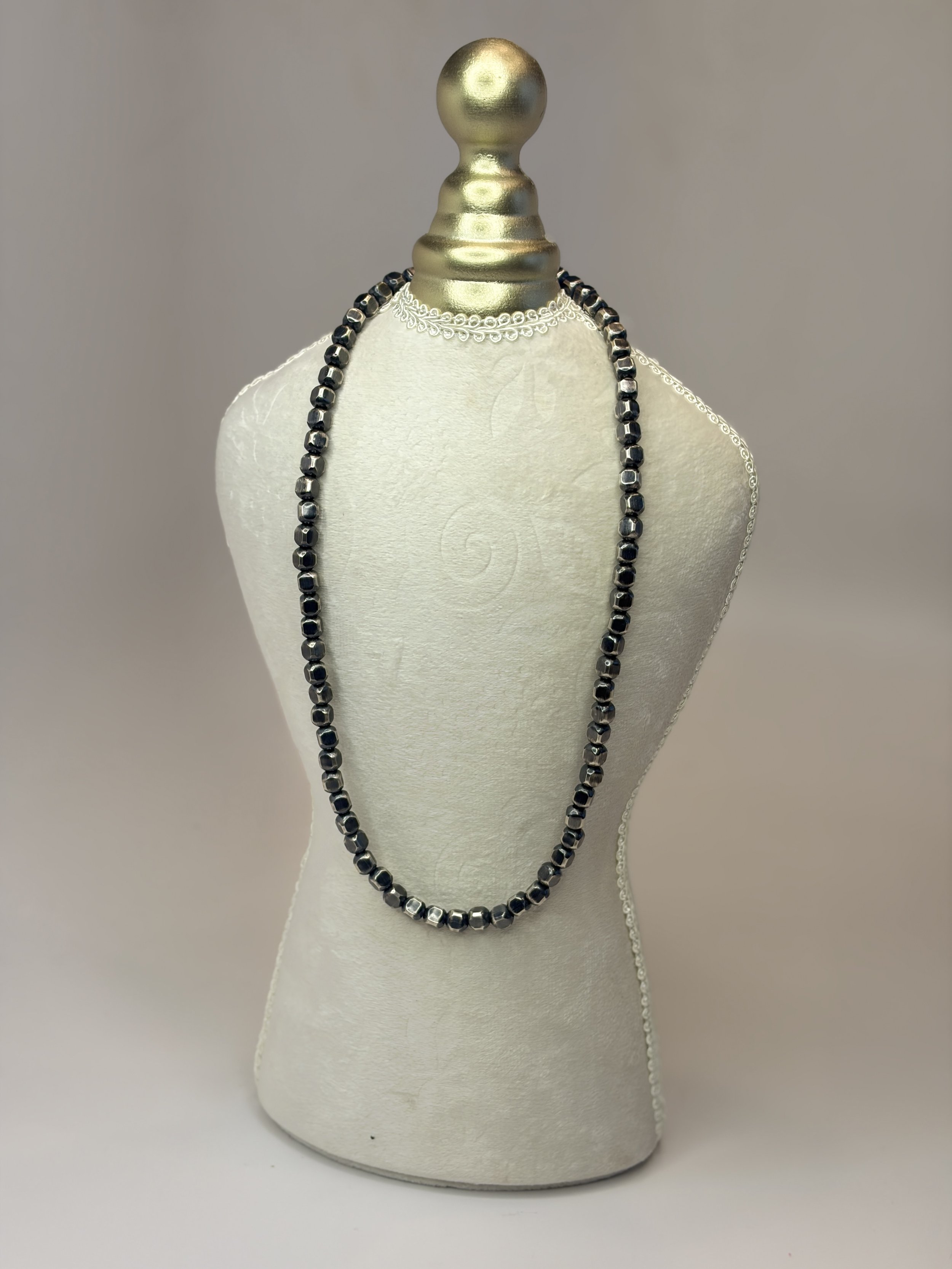 Sterling Silver 20" 6mm Box Bead Necklace