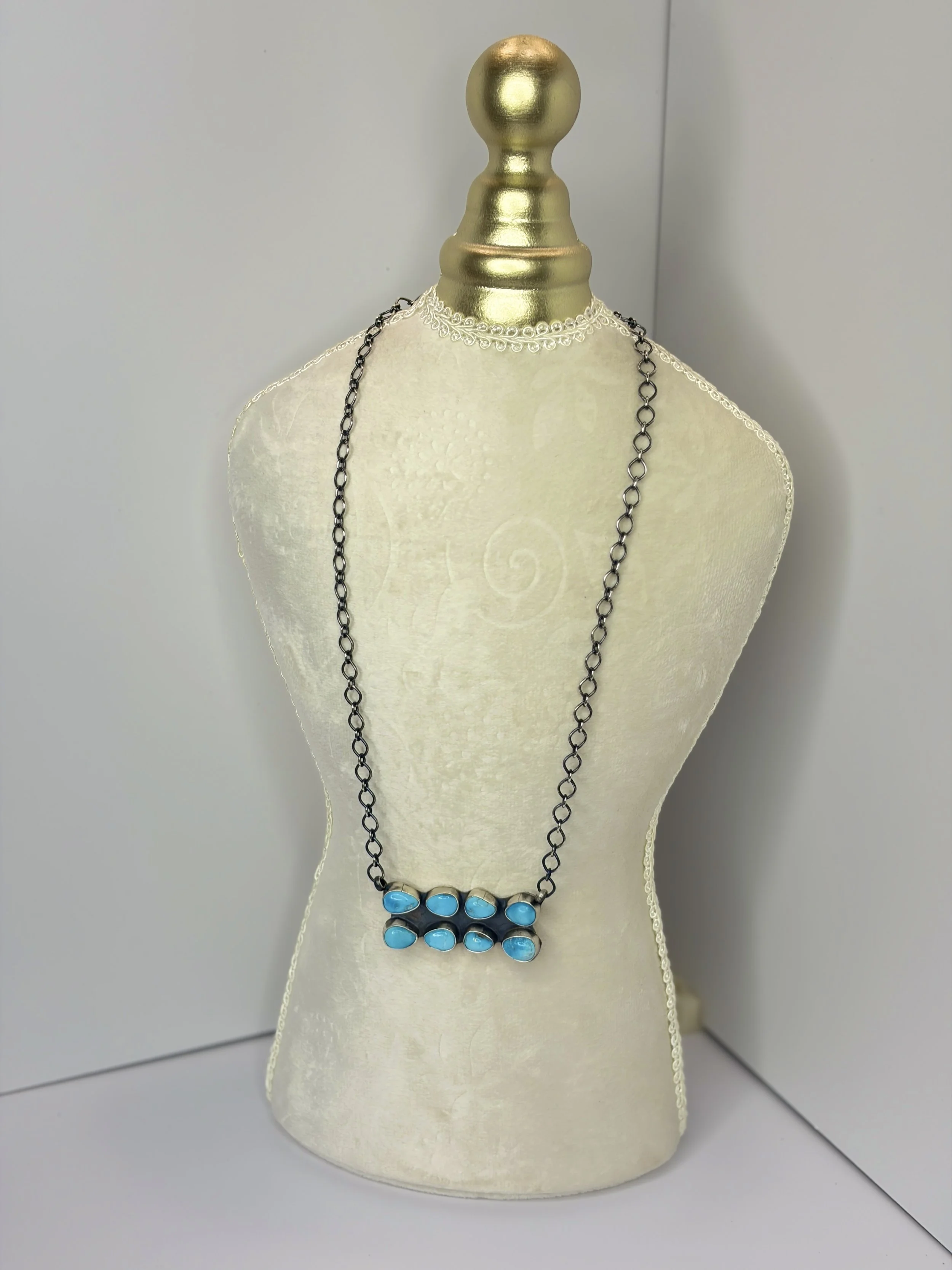Turquoise Cluster Bar Necklace