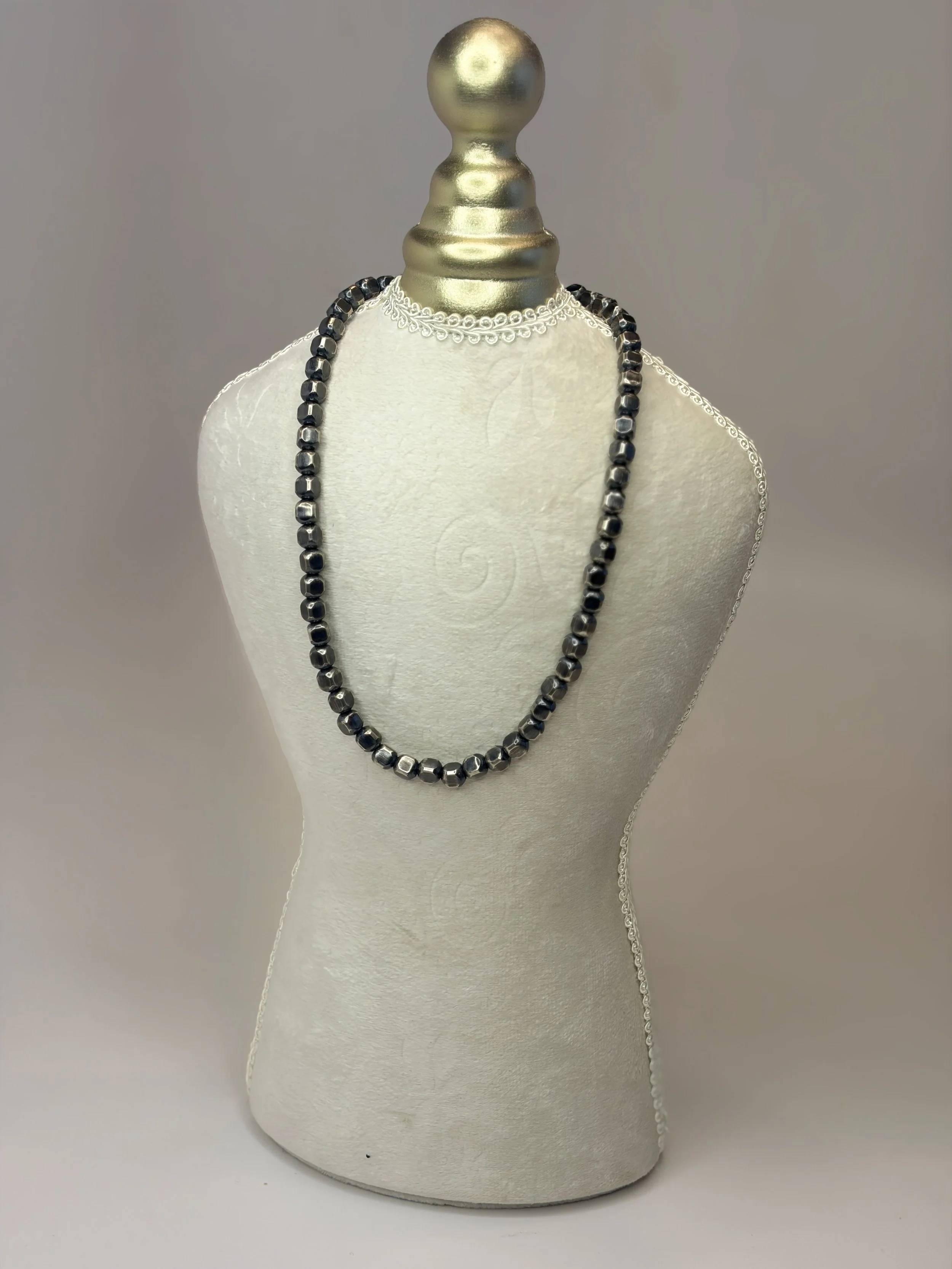 Sterling Silver 16" 6mm Box Bead Necklace