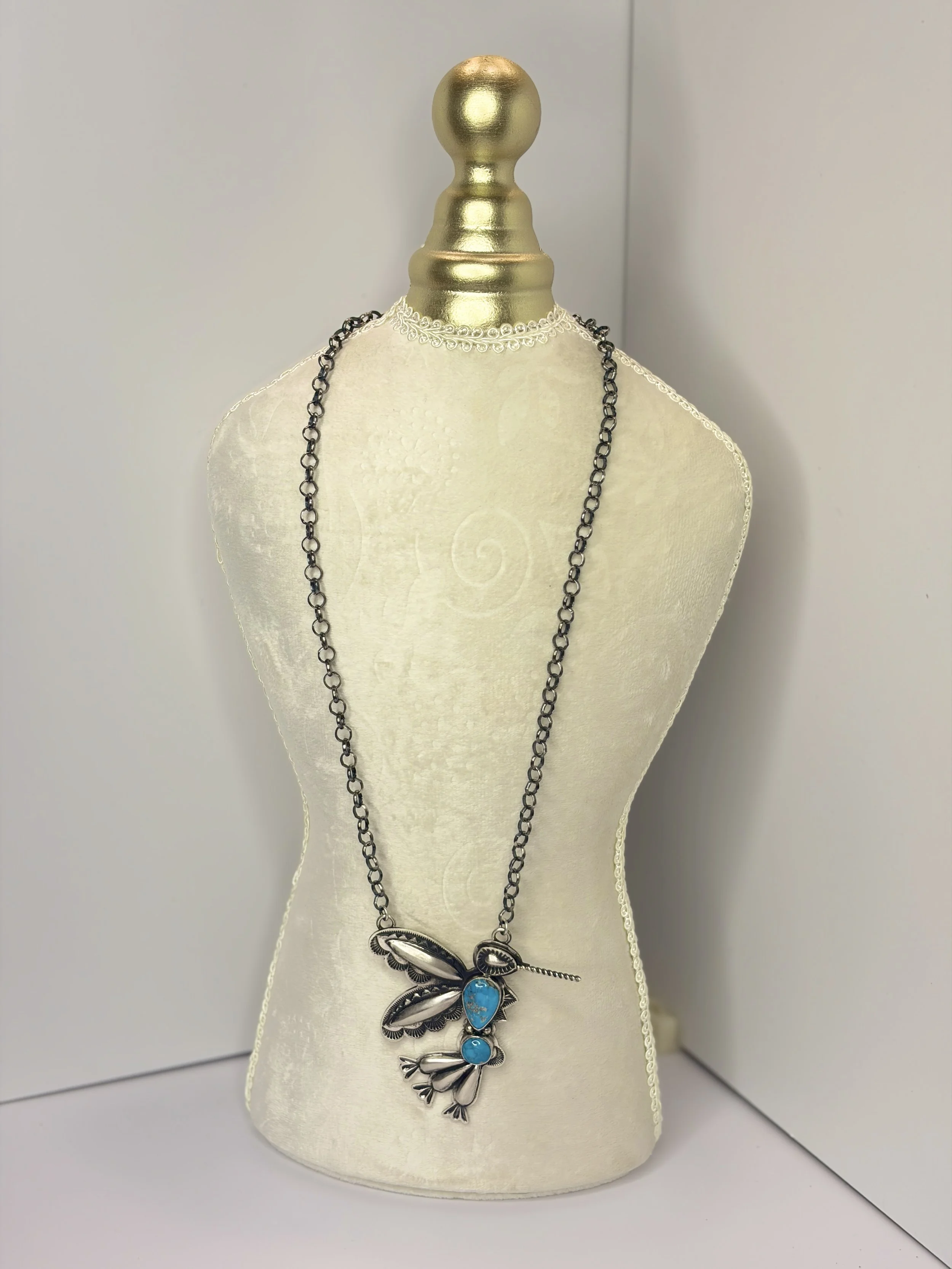 Kingman Turquoise Hummingbird Necklace
