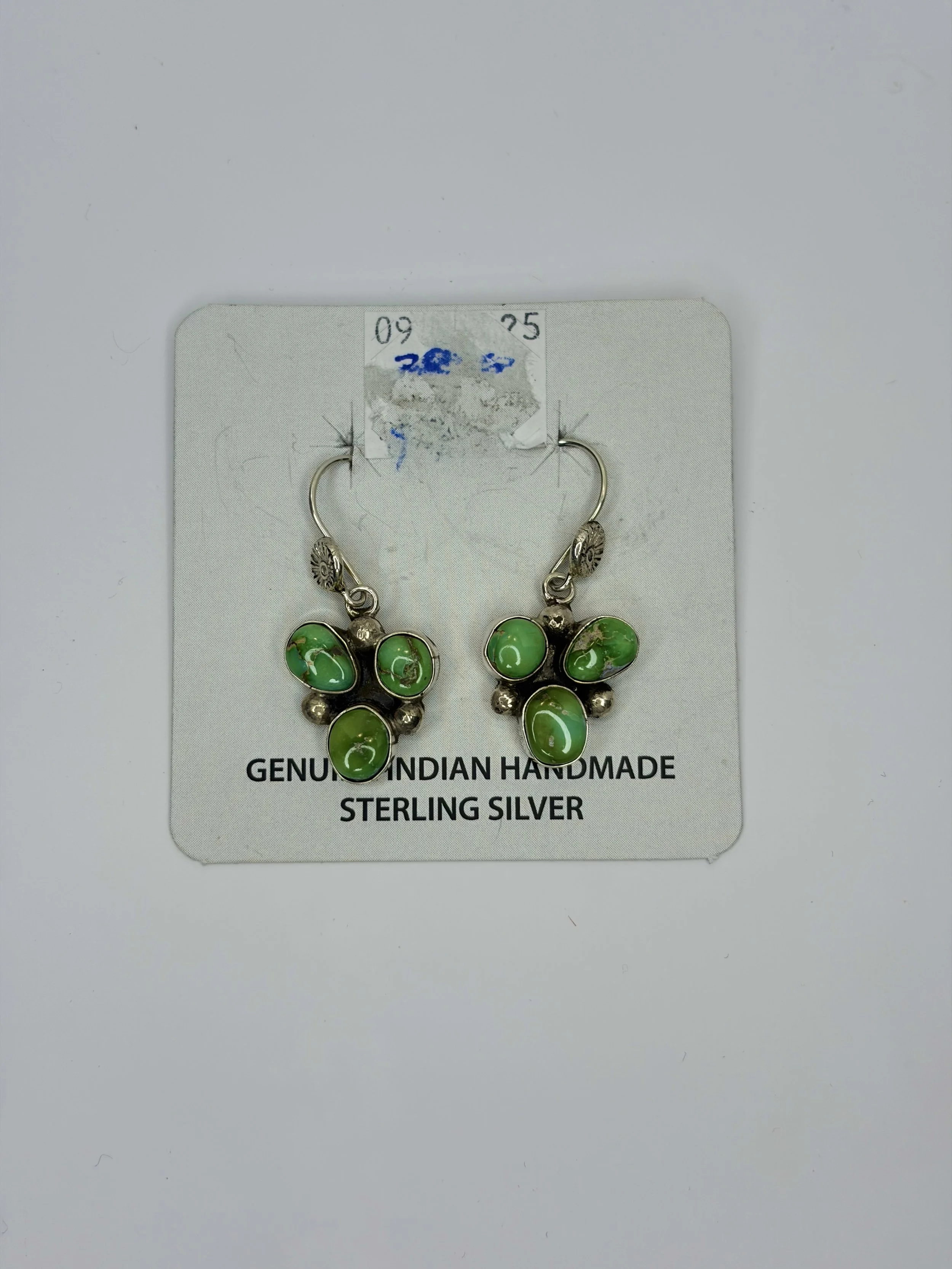 Native Green Sonoran Gold Turquoise Cluster Drop Earrings