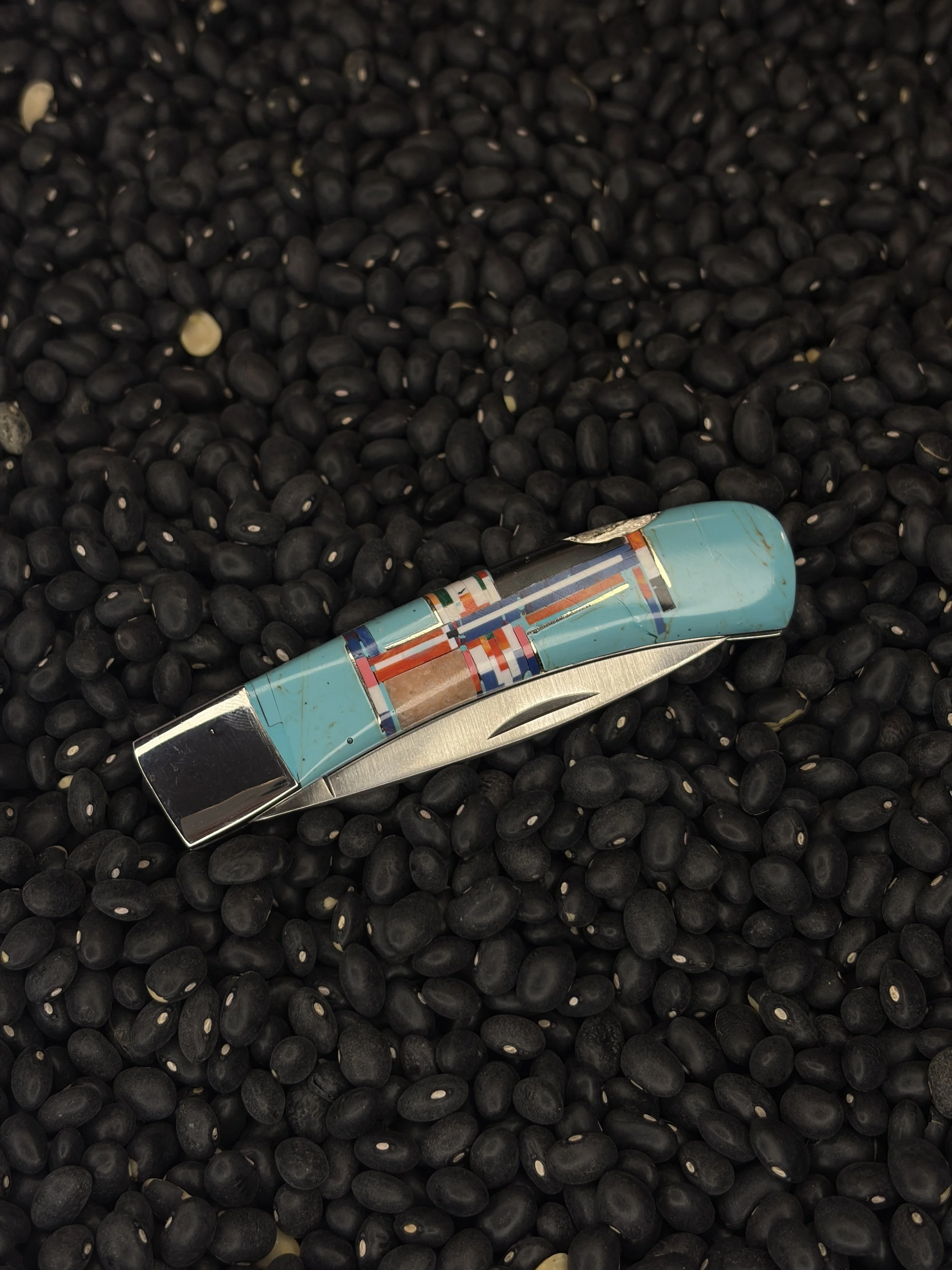 Inlaid Turquoise Multi-Stone Knife