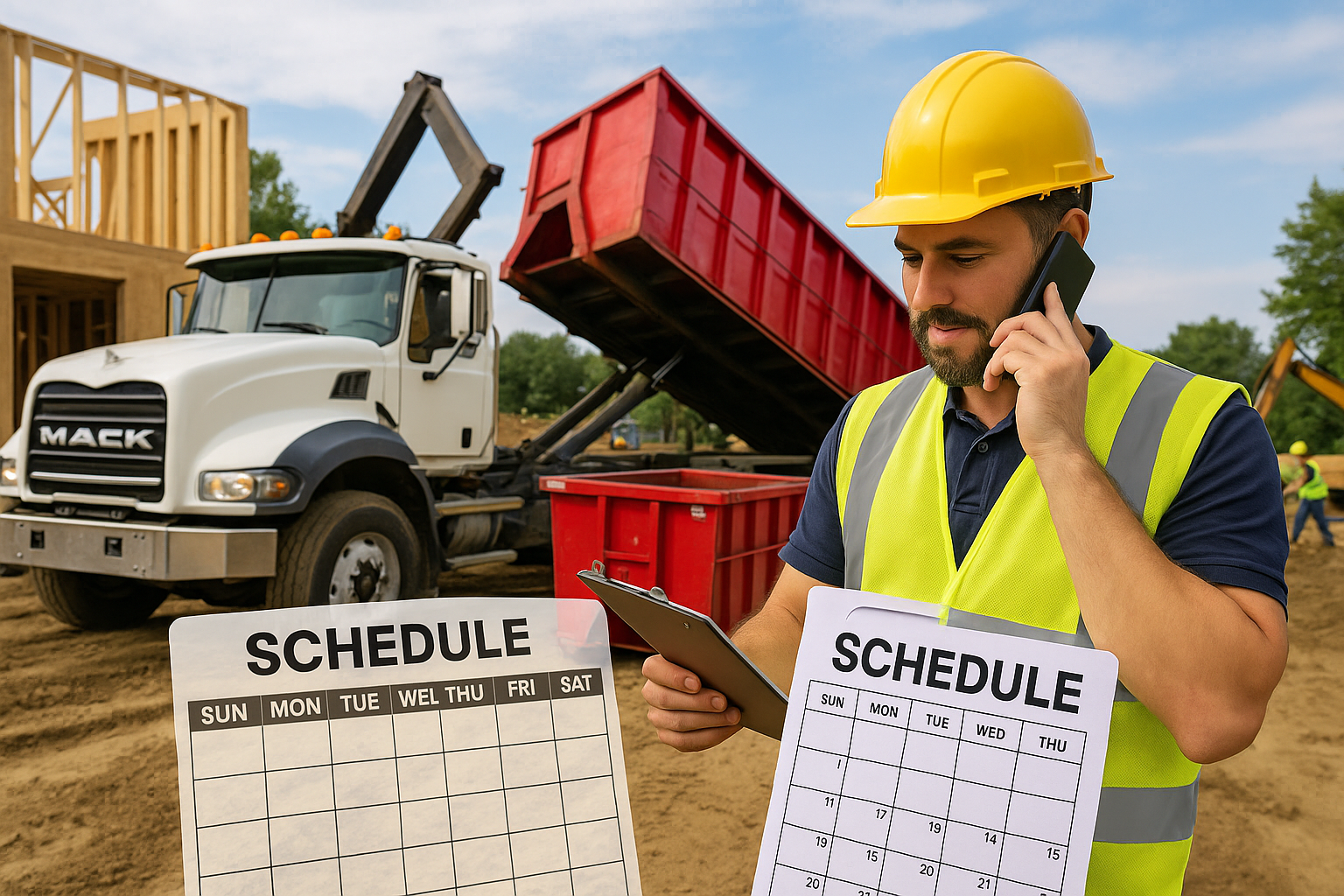 Customer calling CB Waste to schedule a dumpster rental
