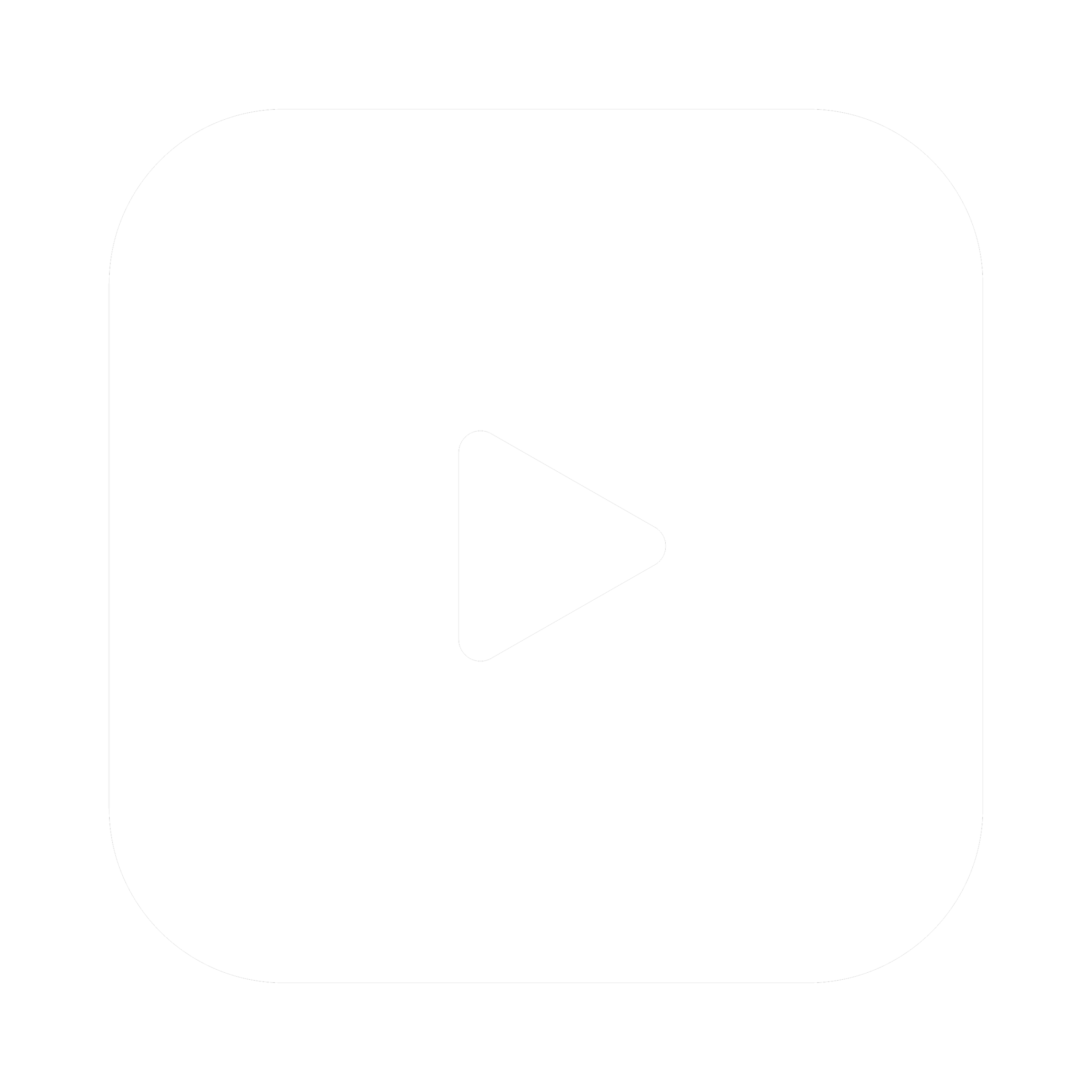 YouTube play button icon with black triangle on white background inside a rounded square.