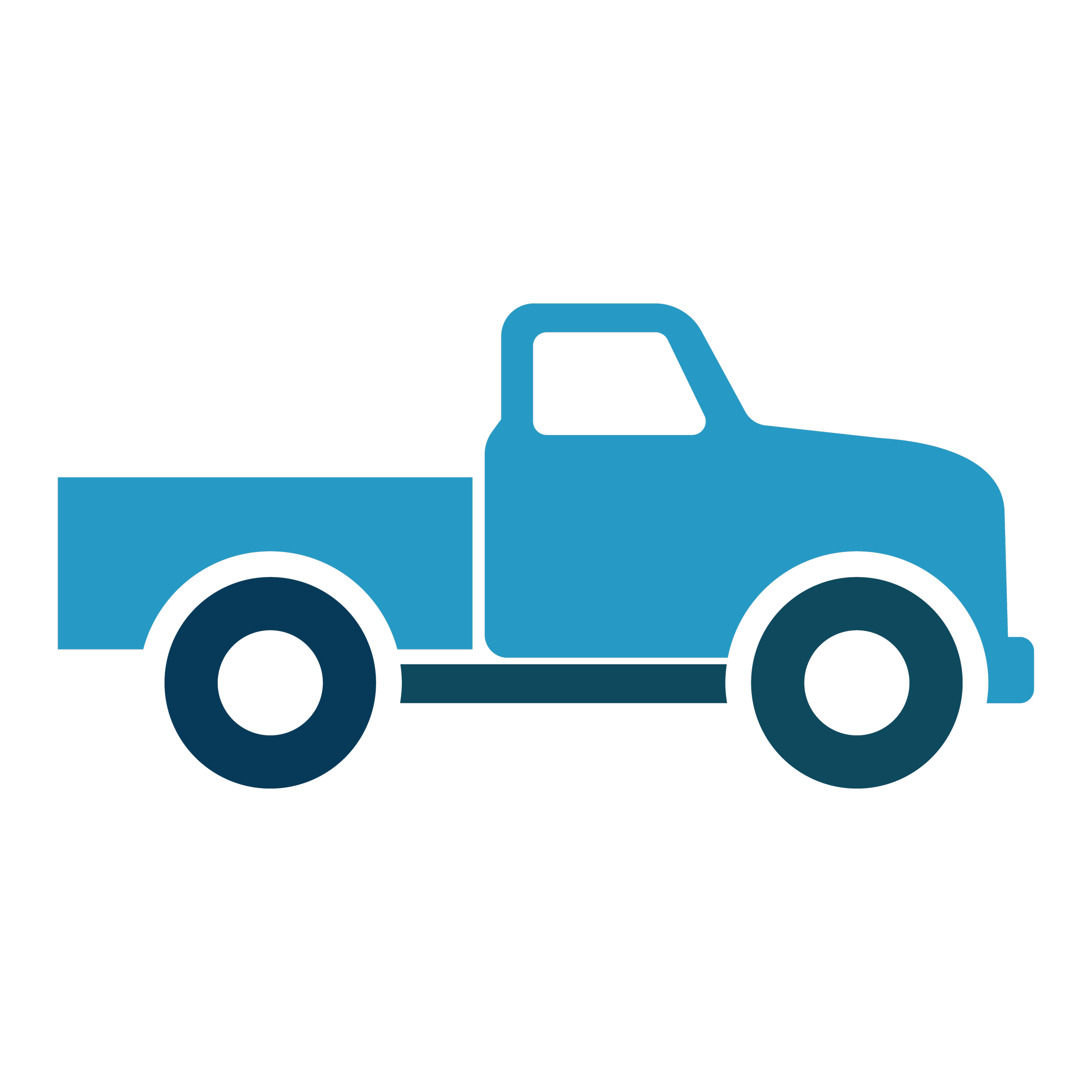 Simplified illustration of a blue pickup truck with a black background.