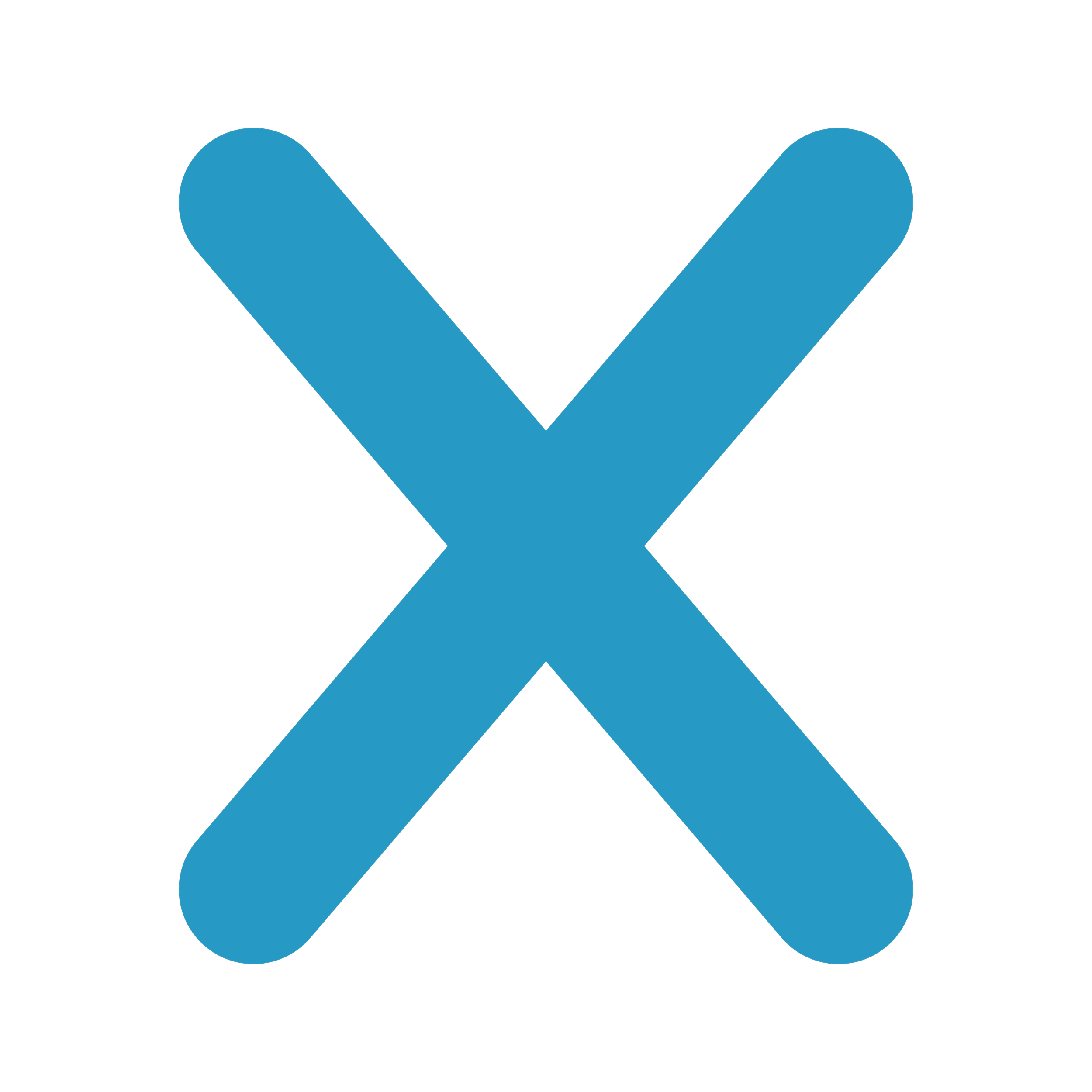 A blue ‘X’ symbol on a black background.