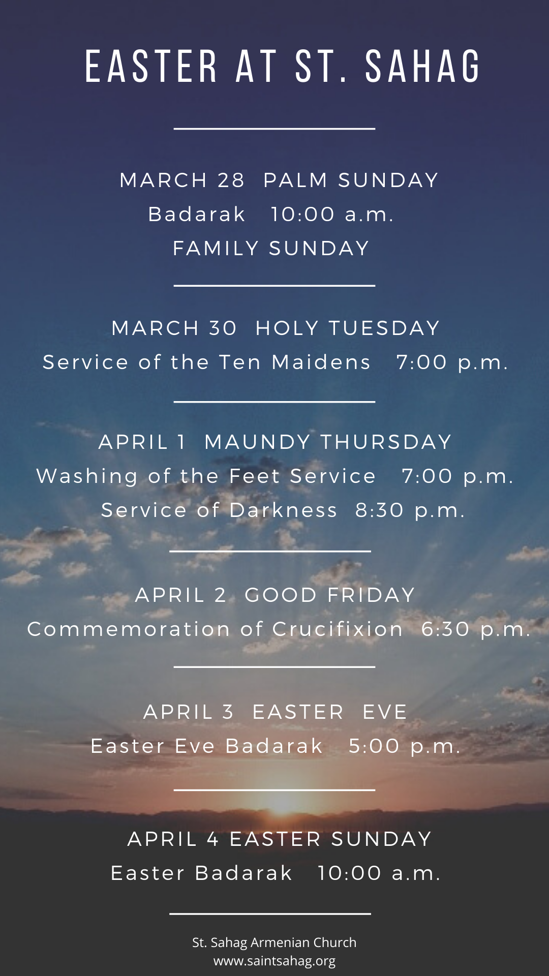 Holy Week & Easter Schedule