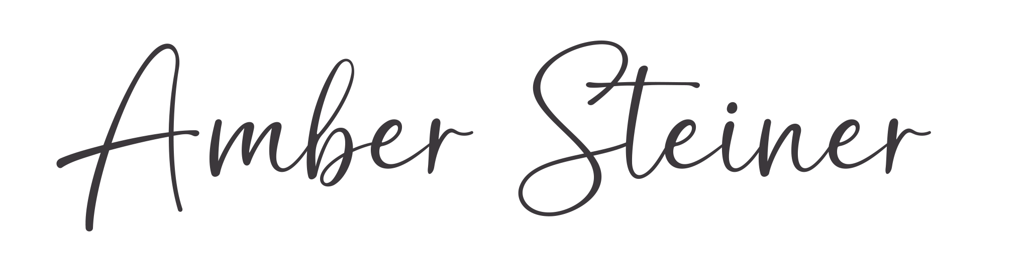 Stylized handwritten text reading 'Amber Steiner' in black.