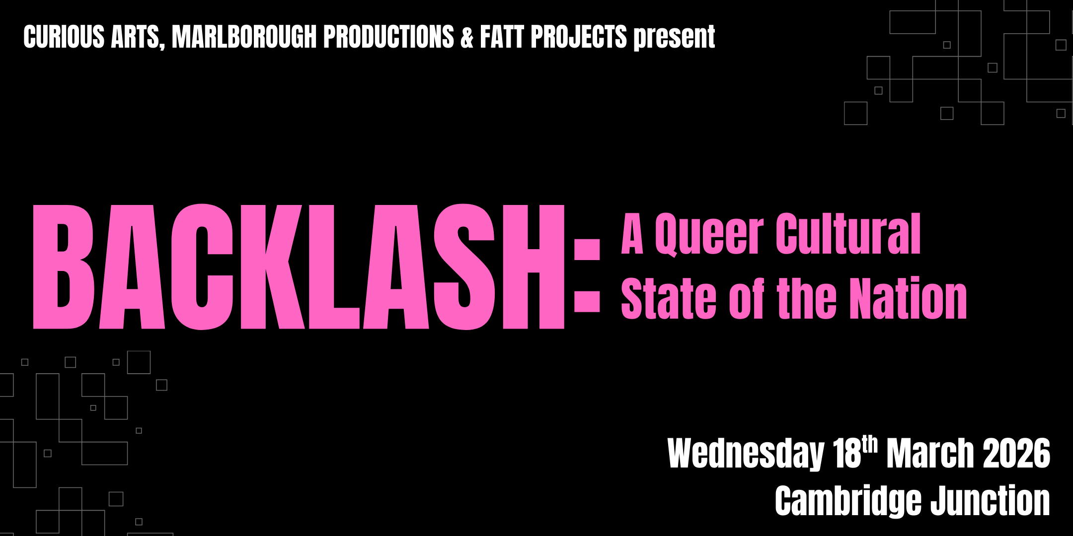 Join us for BACKLASH: A Queer Cultural State of the Nation - Weds 18th March