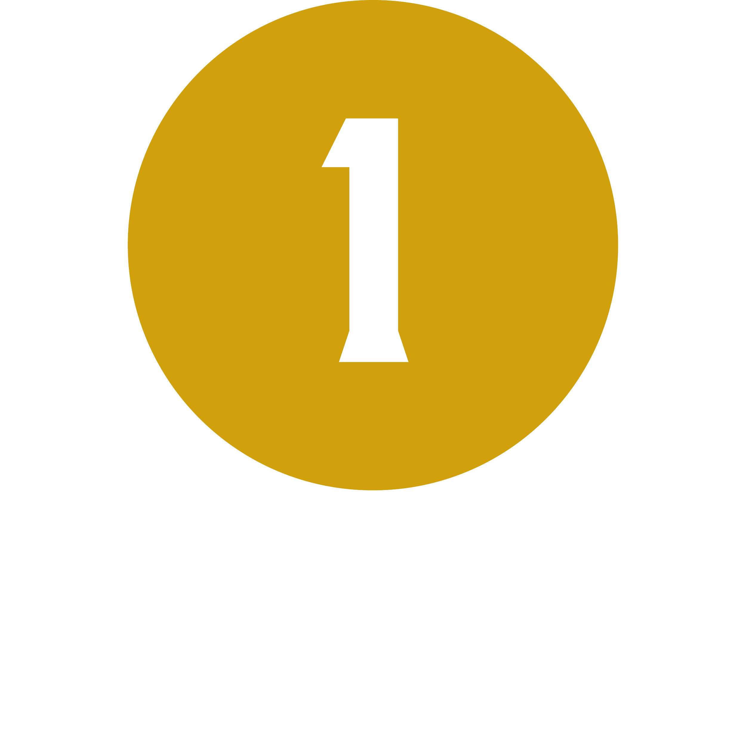 Number 1 inside a gold circle with black arrow pointing to it, representing a first-place or top ranking indicator.
