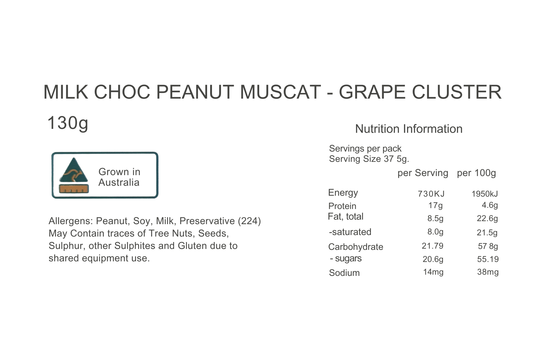 Milk Choc Peanut Muscat - Grape Clusters 130g