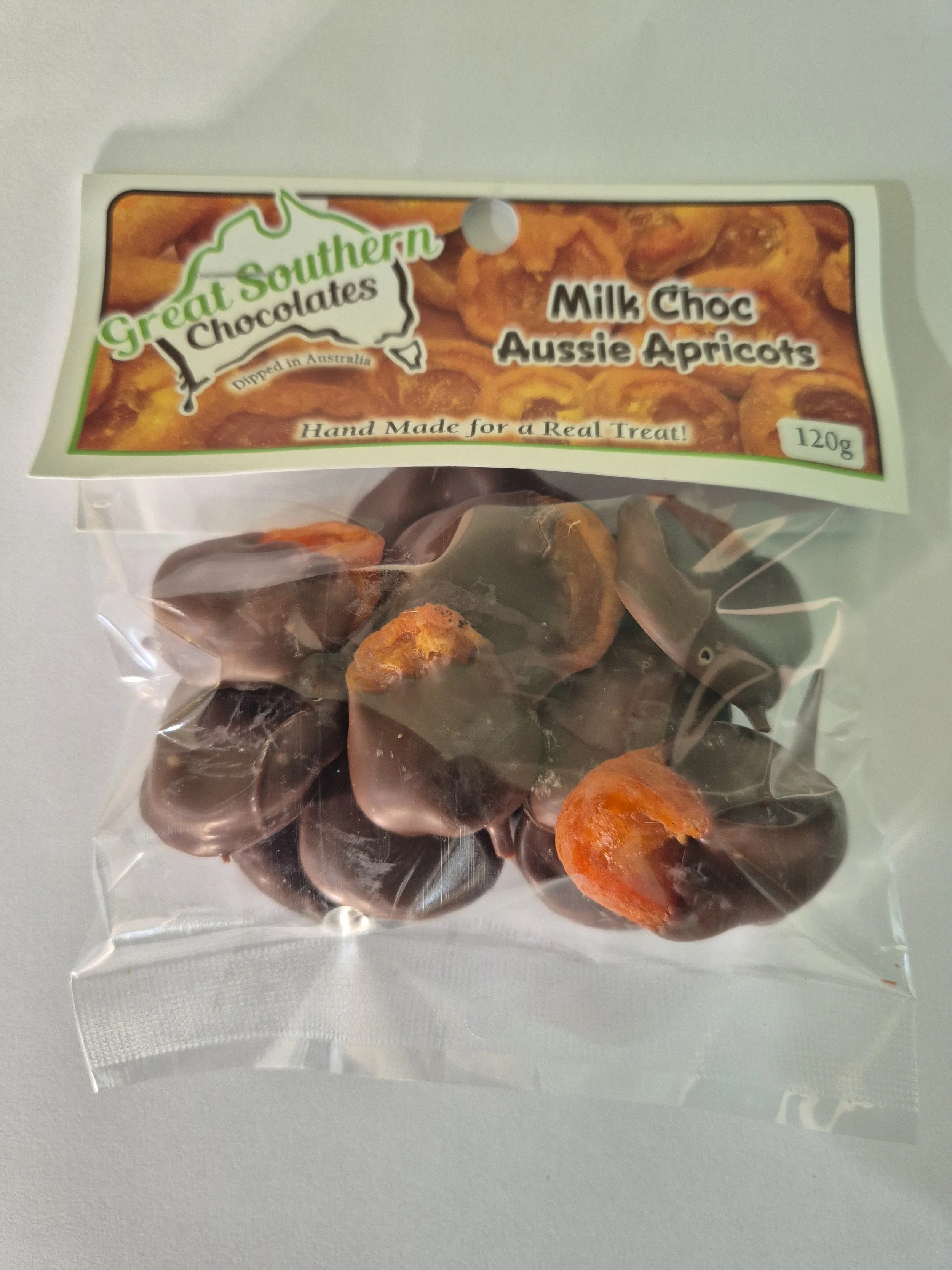 Milk Choc Aussie Apricots 120g - Front prepacked.jpg