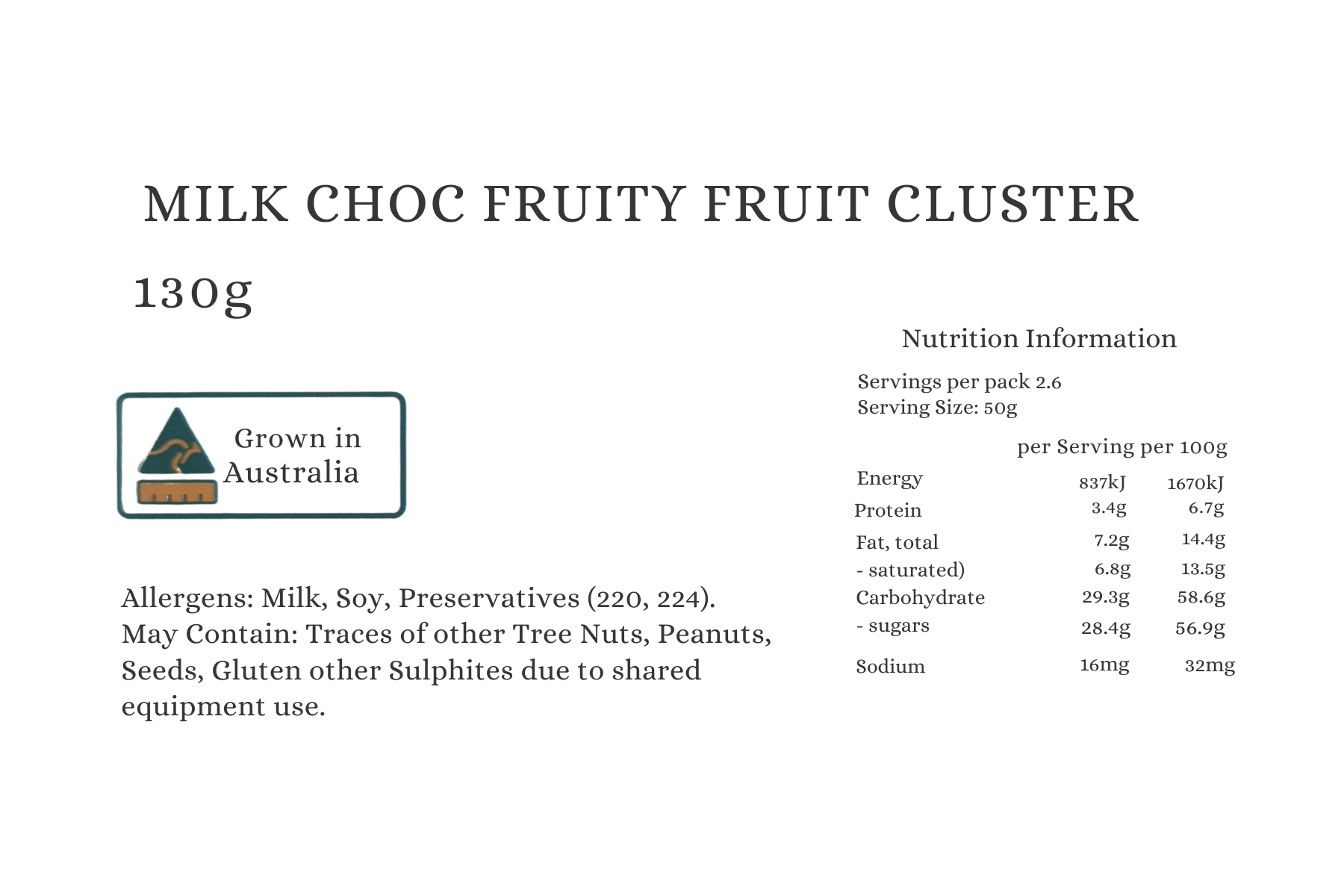 Milk Choc Fruity Fruit Cluster 130g