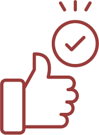 Thumbs-up gesture with checkmark in a circle above