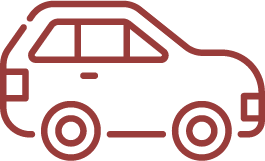 Outline drawing of a compact SUV or crossover vehicle with four wheels and four doors.