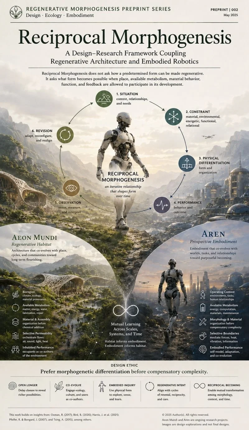 Reciprocal Morphogenesis — a design-research framework coupling regenerative architecture and embodied robotics