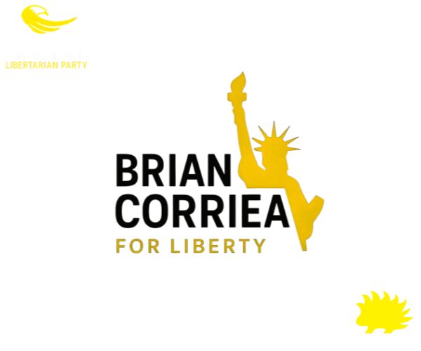 Logo featuring a yellow silhouette of the Statue of Liberty holding a torch, with the text 'BRAND CORP' and 'FOR LIBERTY' beneath it.