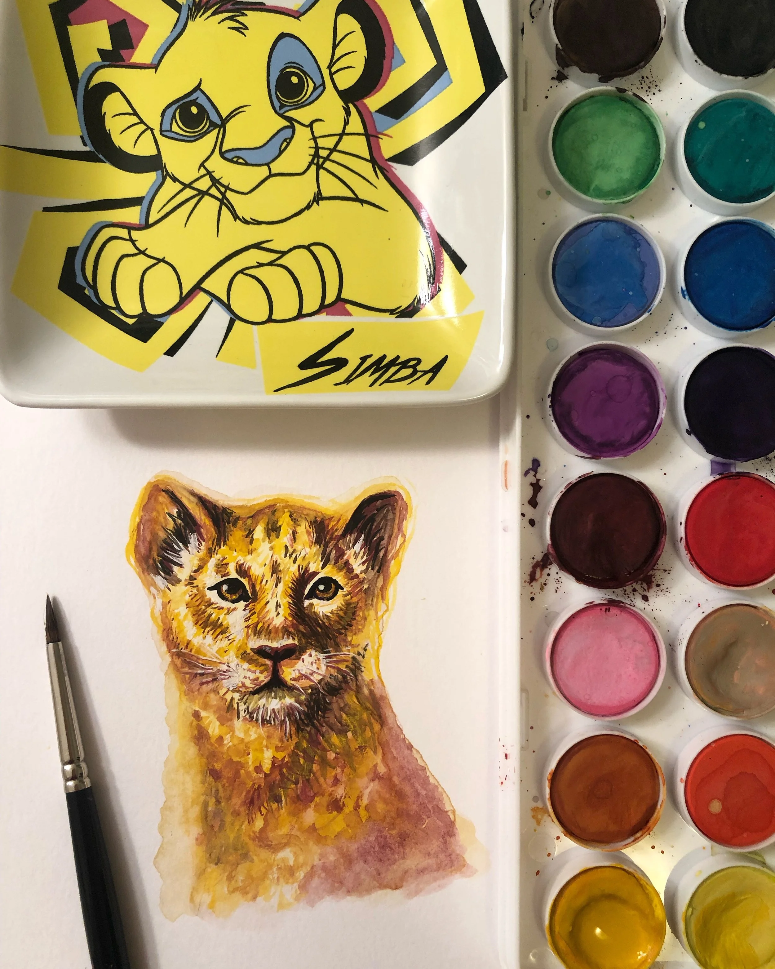 Simba, 4x4", Watercolor on Paper