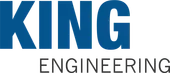A logo with the word 'KING' in bold, blue letters