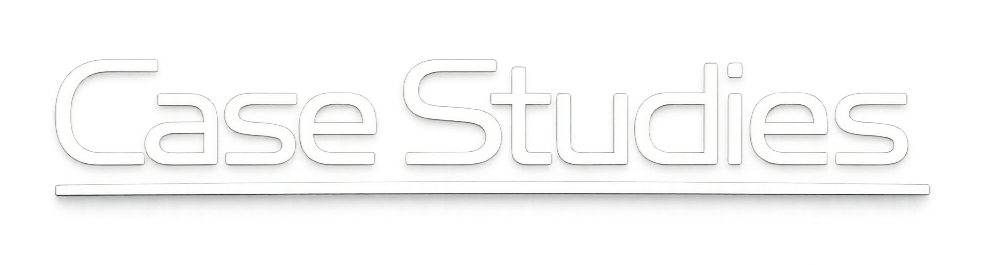 3D text reading 'Case Studies' in silver and white with a shadow effect