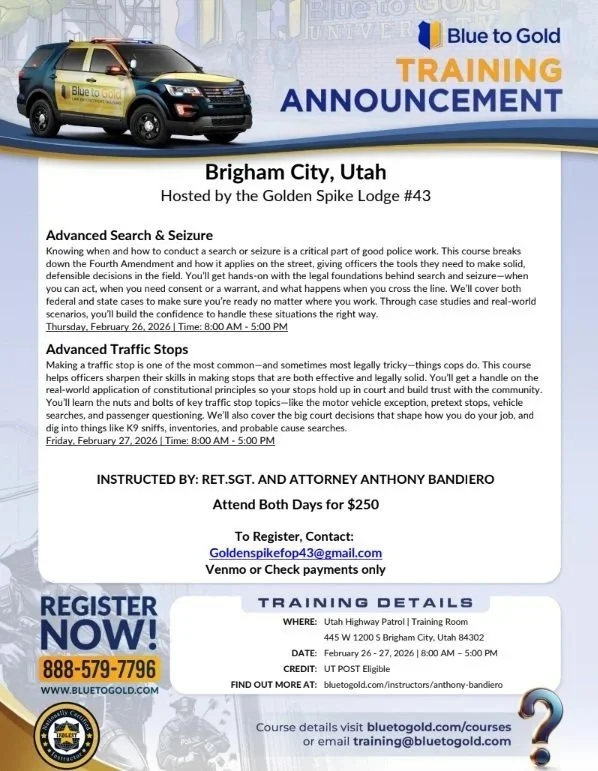 Blue to Gold Search and Seizure training BOTH DAYS