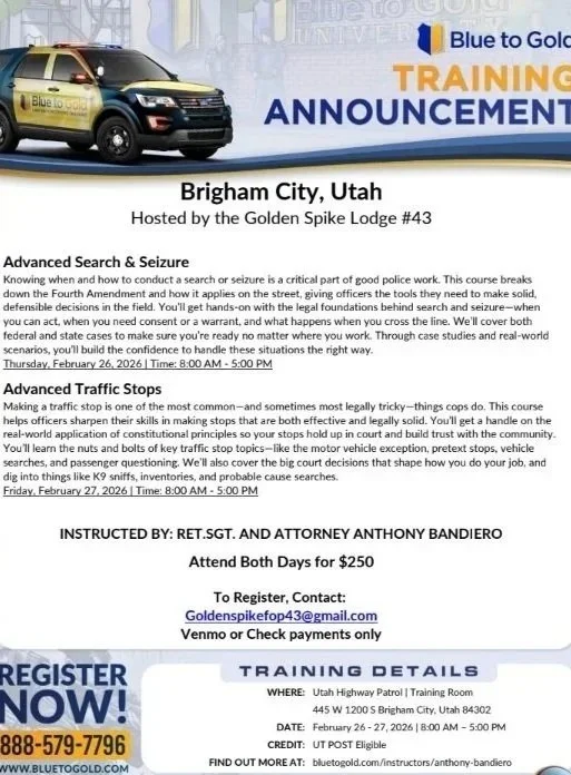 Blue to Gold Advance Traffic Stops Only
