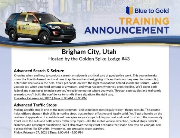 Blue to Gold Search and Seizure training BOTH DAYS