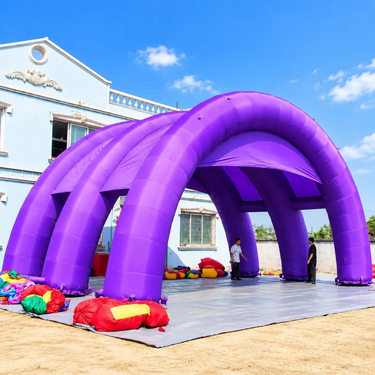 Giant Purple Inflatable Pavilion in Sunlight.webp