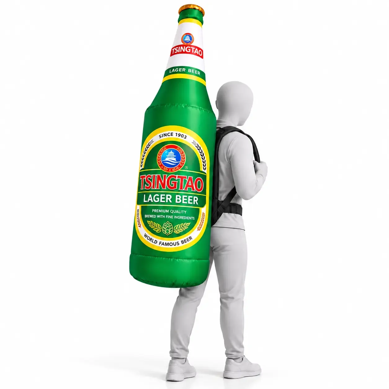 Inflatable Tsingtao Bottle Backpack Mannequin.webp