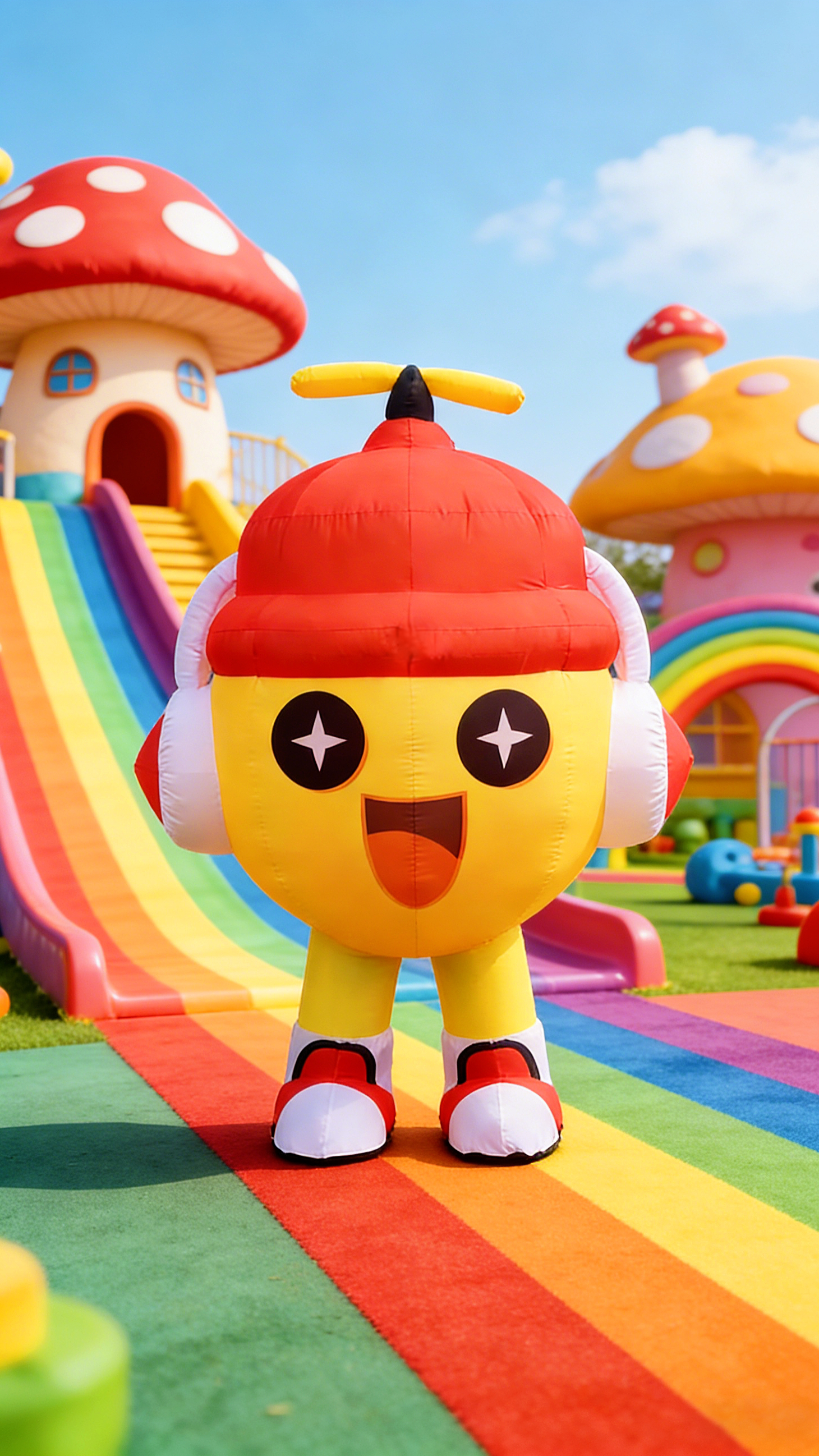 Pump up the volume on your brand visibility with our Trendy Inflatable Music Character. Featuring oversize headphones and a vibrant expression, this mascot is designed to capture the energy of music festivals, concerts, and youth-oriented events. Its