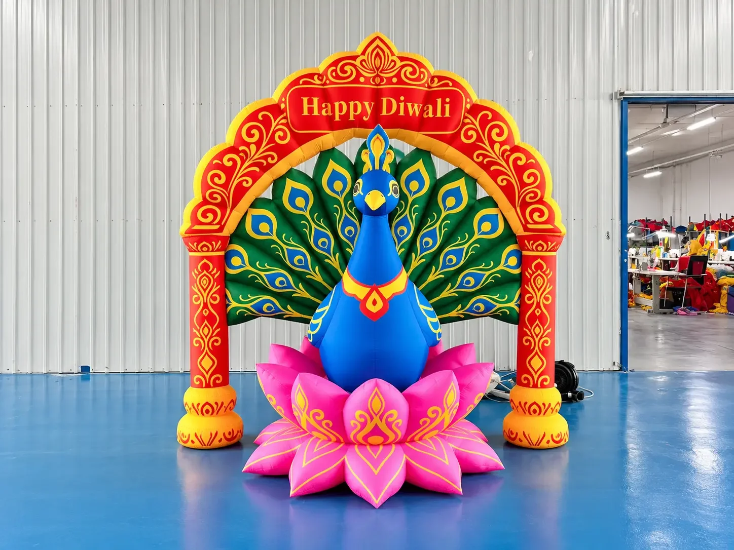 Colorful Happy Diwali Peacock Inflatable.webp