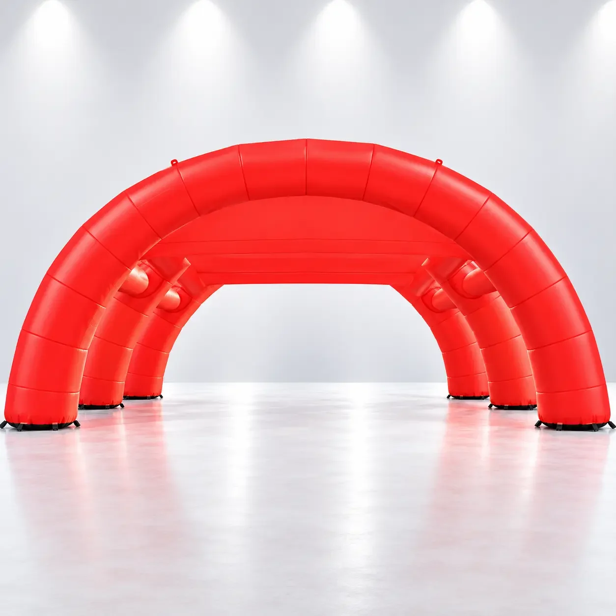 Vivid Red Triple-Arch Inflatable Tunnel.webp