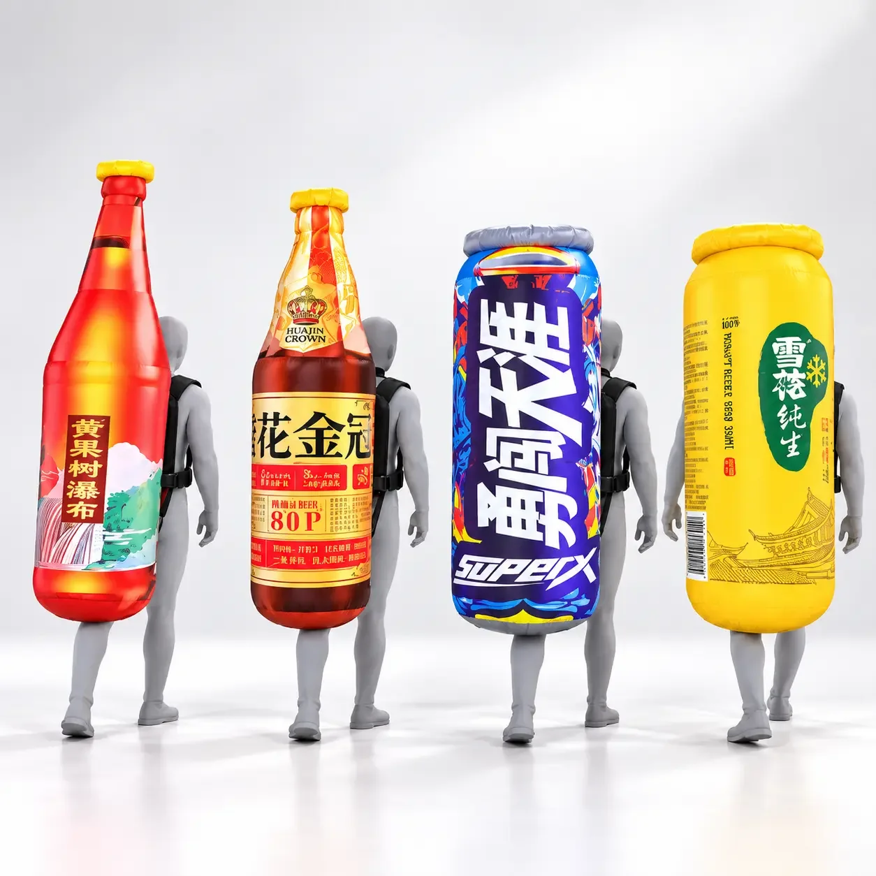 Four Mannequins, Four Inflatable Beverages.webp