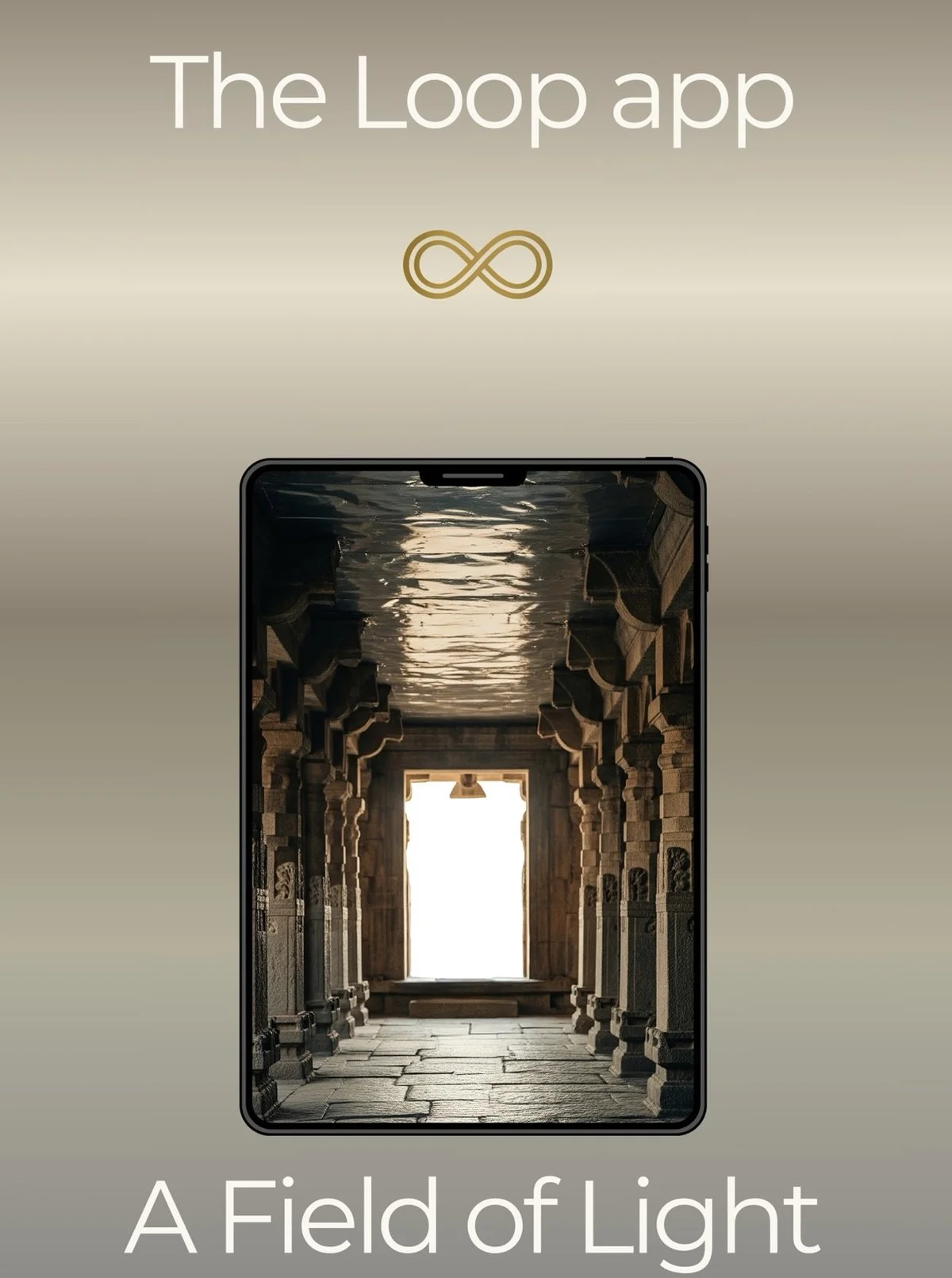 Promotional image for The Loop app where entering the app is presented as entering “a field of Light”.