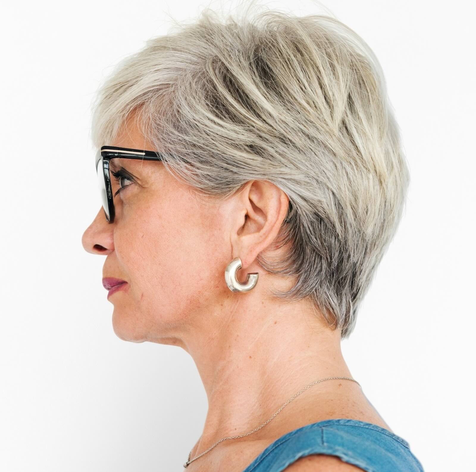 Gray blending hair color with natural coverage and soft regrowth by NYC master colorist Albert Narcisse.