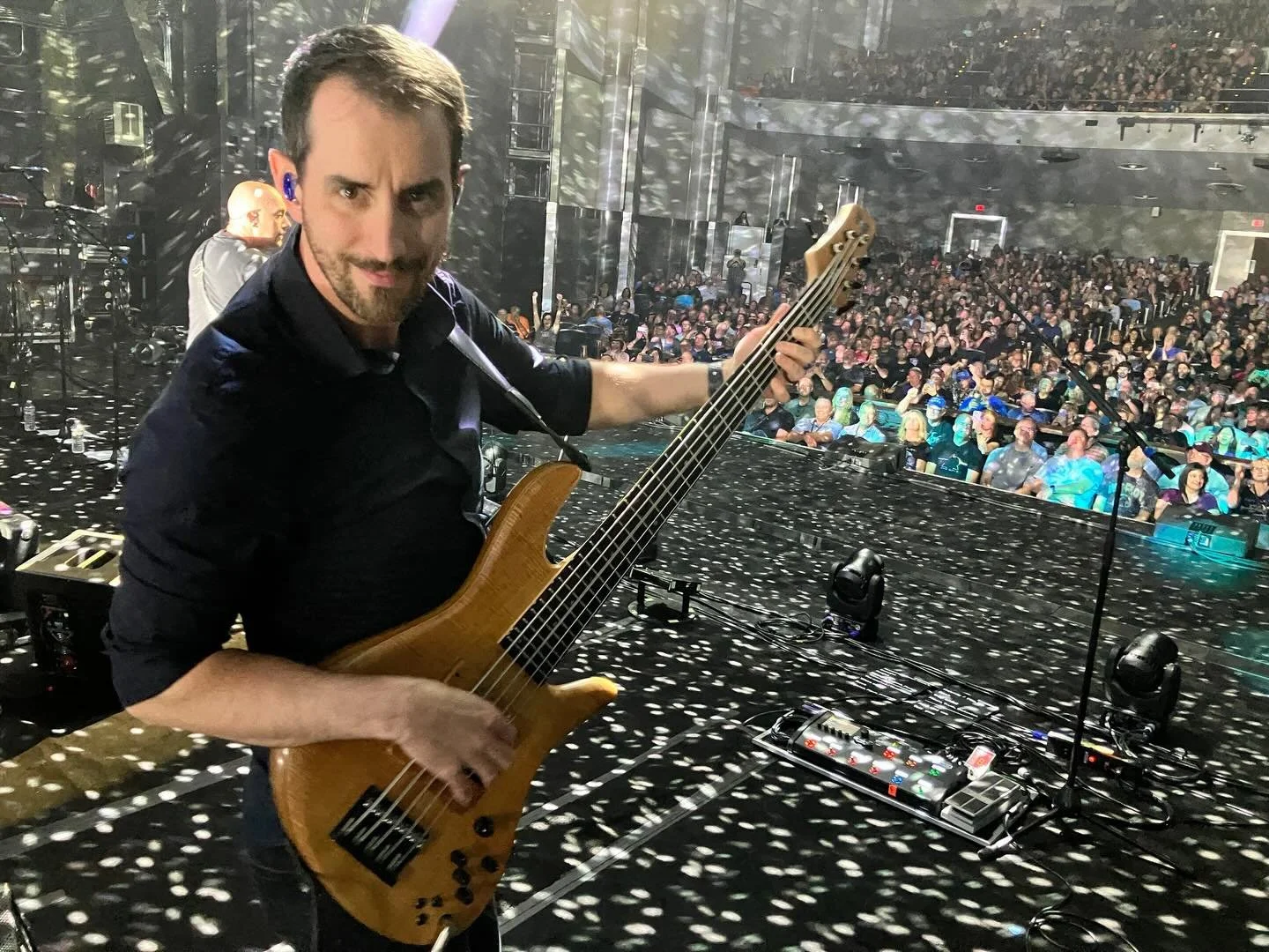 My guy @matt.riddle.520 sent me this picture this morning. Must have been a Charlotte show, because I rarely brought this particular bass out on a BF gig. Missing all those lovely people today!❤️